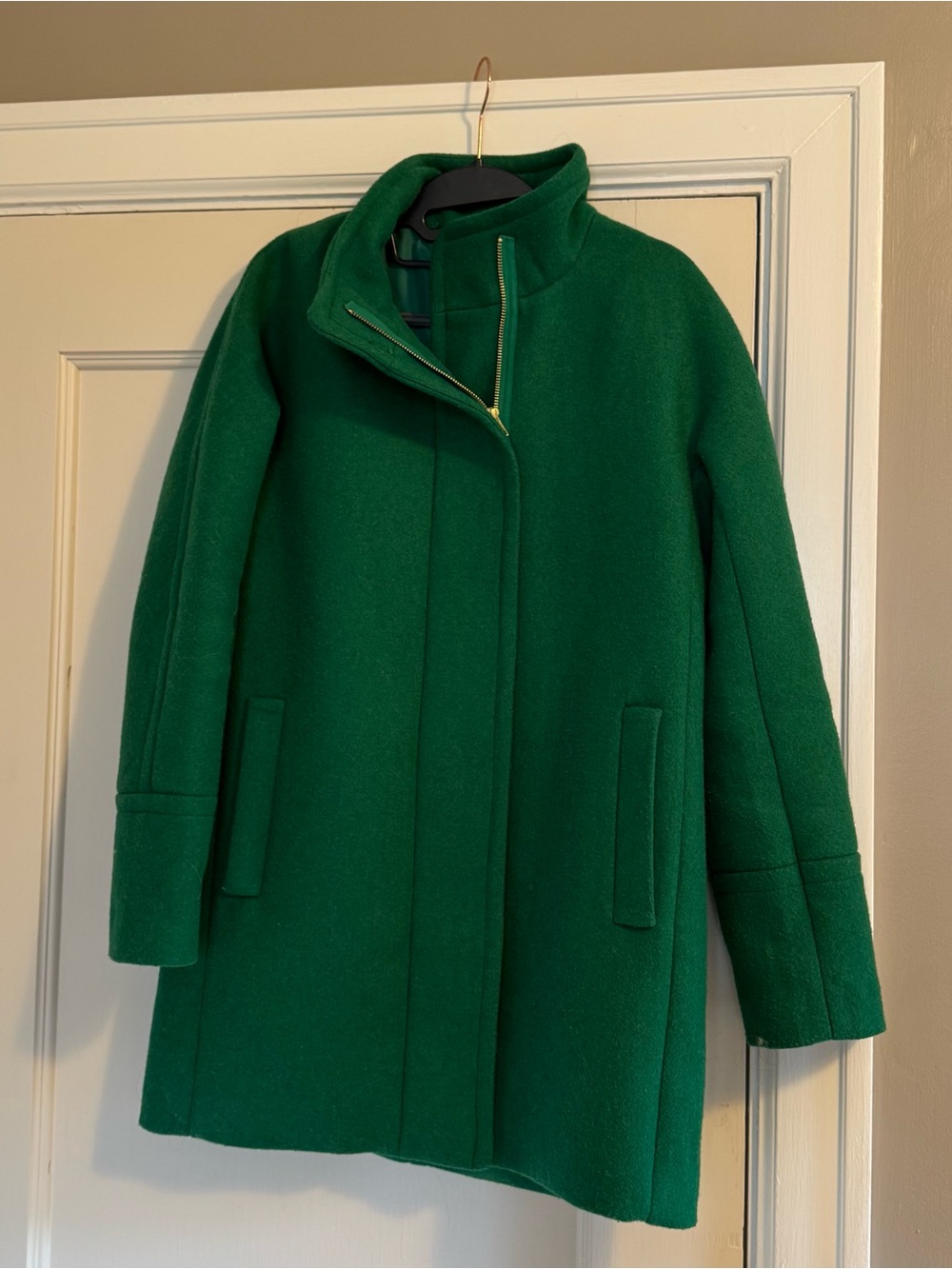 J. Crew Emerald Green Wool Peacoat with Stand Collar